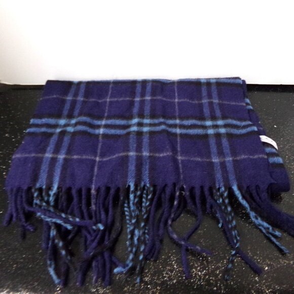 Enzo Montavani Blue Plaid Cashmere Blend scarf - Picture 1 of 3